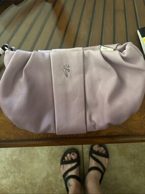 Vera Wang Lavender Ruched Leather Clutch
